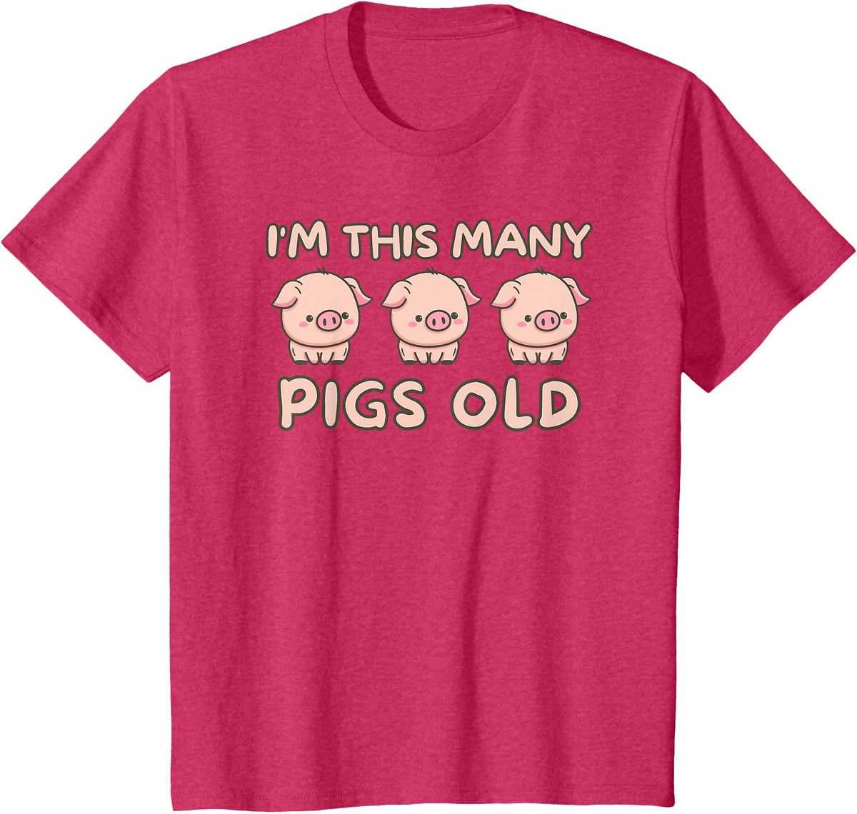 Pigs lover Birthday Gifts Toddler I'm This Many Pigs Old - 3rd Birthday Pig 3 Years Old Bday T-Shirt - Red Heather
