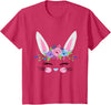Girls Easter Bunny Flower Crown for Baby and Toddler Cute T-Shirt in Red Heather