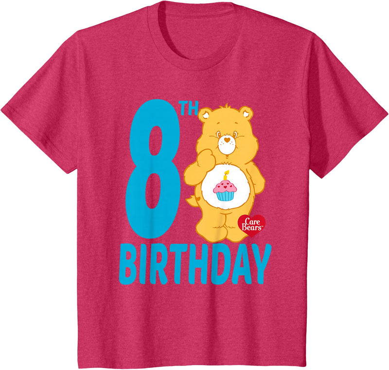 Care Bears Birthday Bear Celebrates A 8th Birthday T-Shirt - Red Heather