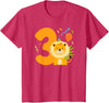 Three Year Old Lion Third Birthday Kids 3rd Lion Birthday Party 3 Year Old Lions Birthday T-Shirt - Red Heather