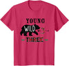 UrbanWear Bear Buffalo plaid Young Wild & Three 3 years 3rd Birthday T-Shirt - Red Heather