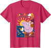 Peppa Pig Good Day Sunshine Colorful Nature Portrait T-Shirt - Red Heather