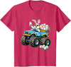 Easter Day Bunny Monster Truck Eggs Rabbit Boys Kids T-Shirt in Red Heather