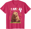 4 years old 4th birthday Bear Kids 4 Years old 4 birthday Bears Boy Girl Bear T-Shirt - Red Heather