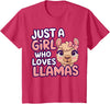 Kids Llama Shirts Girl Llama Kids T-Shirt - Red Heather