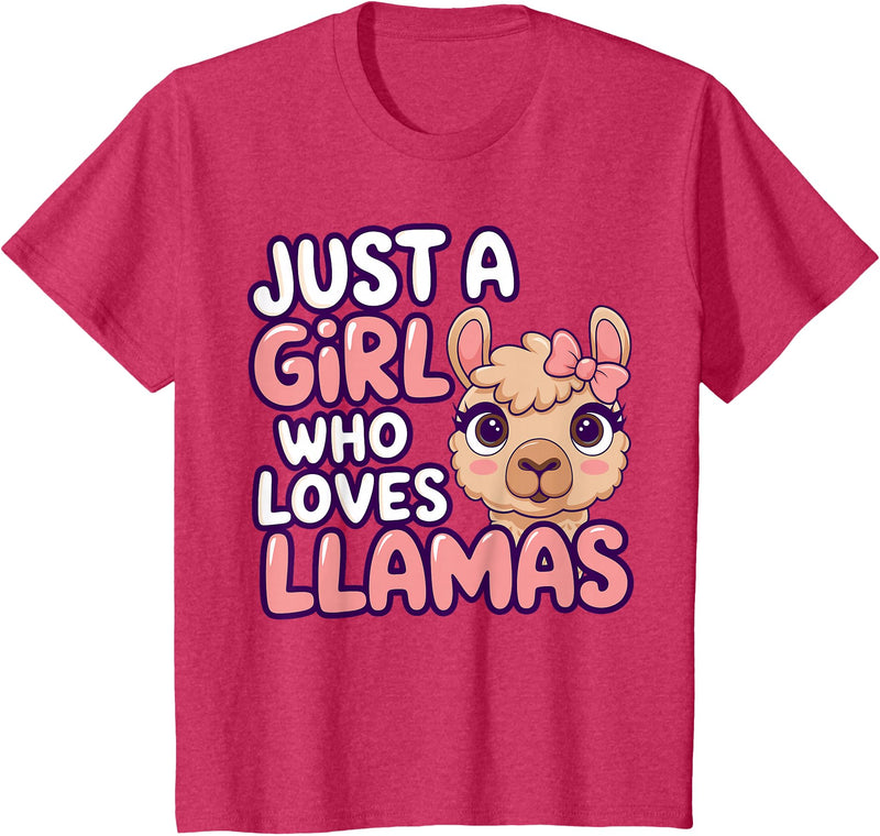 Kids Llama Shirts Girl Llama Kids T-Shirt - Red Heather