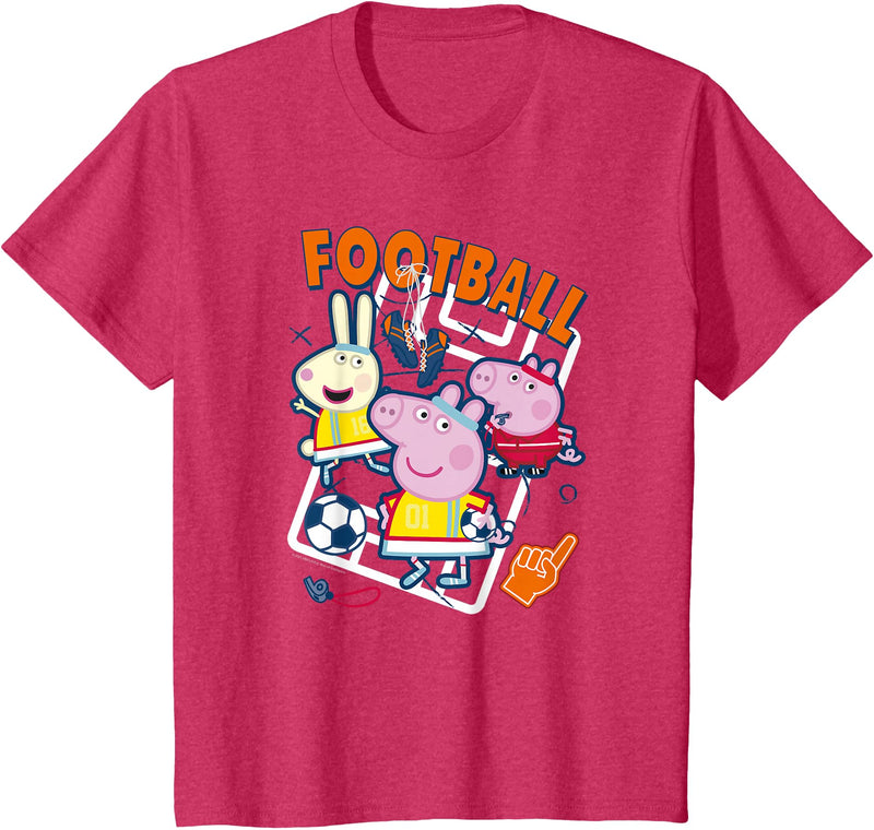 Peppa Pig Football Group Shot T-Shirt - Red Heather