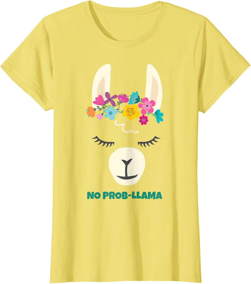 Llama Shirts & Alpaca Gifts No Prob Llama Christmas Women Kids Girls Birthday T-Shirt - Lemon Yellow