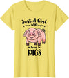 Just A Girl Who Loves Pigs T-Shirt - Lemon Yellow