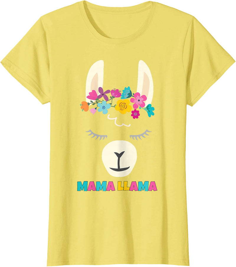 Llama Shirts & Alpaca Gifts Mama Llama Mom Christmas Birthday Mothers Day T-Shirt - Lemon Yellow
