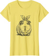 Animals Sketch Drawing Art Designs For Women Cute Guinea Pig Drawing Art Design For Girls T-Shirt - Lemon Yellow
