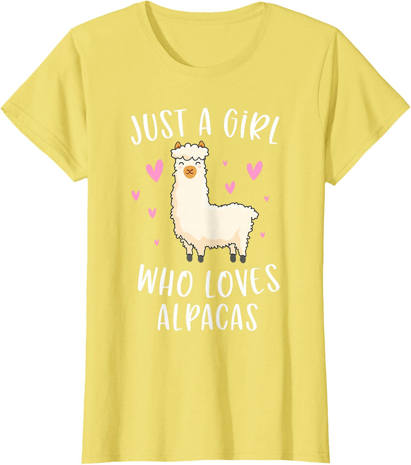 Cute Alpaca Llama Lover Clothing Gifts For Women Just A Girl Who Loves Alpacas Funny Alpaca Gifts for Girls T-Shirt - Lemon Yellow