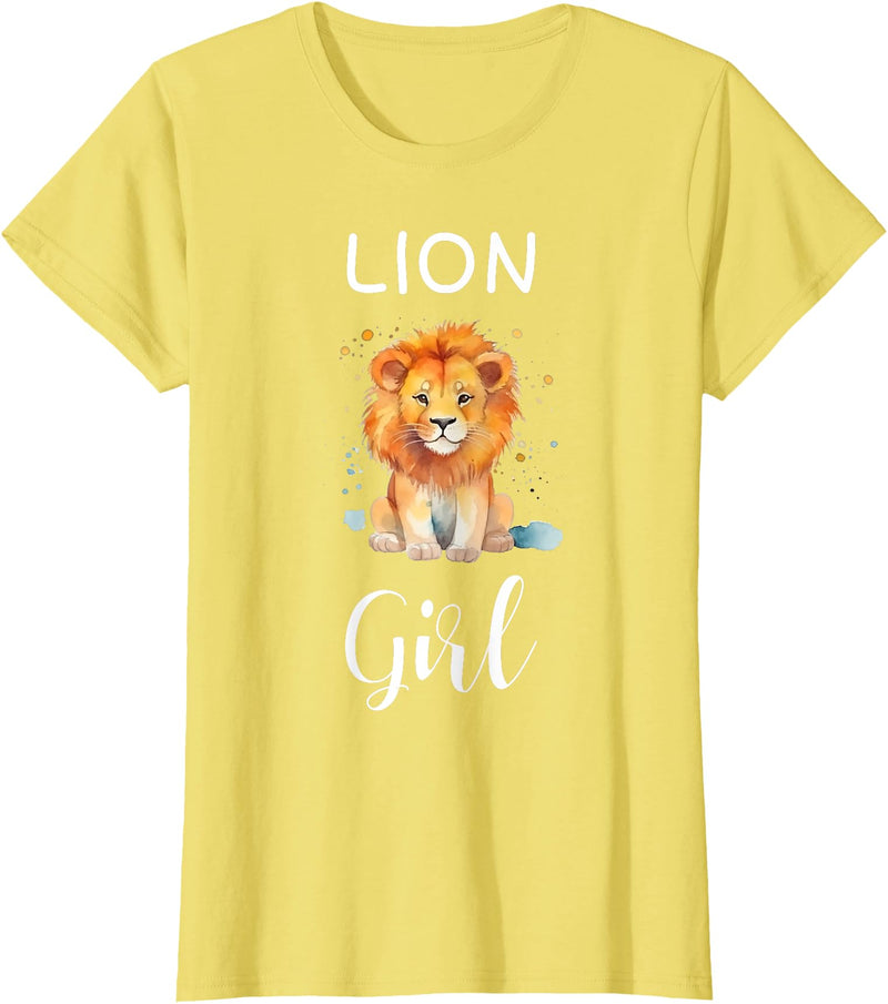 Lion Girl TShirtz & More Funny Lion Girl Shirt Artistic Cute Animal Lion Lover T-Shirt - Lemon Yellow