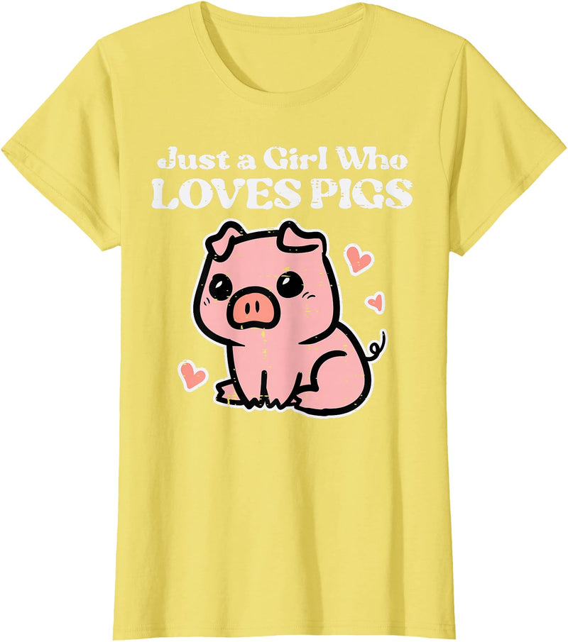 Pig Lover Shirts For Men Women Kids Just A Girl Who Loves Pigs Cute Hog Swine Toddler Girls Kids T-Shirt - Lemon Yellow