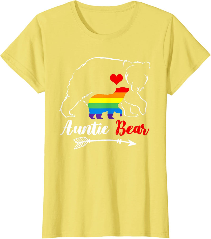 Funny Bear Family Gay LGBT Pride HBL LGBT Auntie Bear Aunt Gay Pride Proud Mom Mother's Day T-Shirt - Lemon Yellow