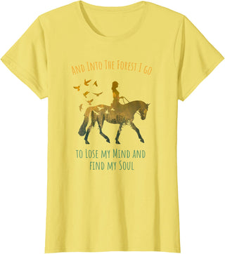 And Into The Forest Horse Riding Shirt Girls Women And Into The Forest I Go Horse Riding Shirt for Girls Women T-Shirt - Lemon Yellow