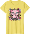 KATYLIN Cute Pig Flowers Pig Lover Women Girls Kids T-Shirt - Lemon Yellow