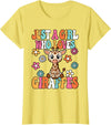 BALARI Just A Girl Who Loves Giraffes Cute Groovy Wild Animal Kids T-Shirt - Lemon Yellow