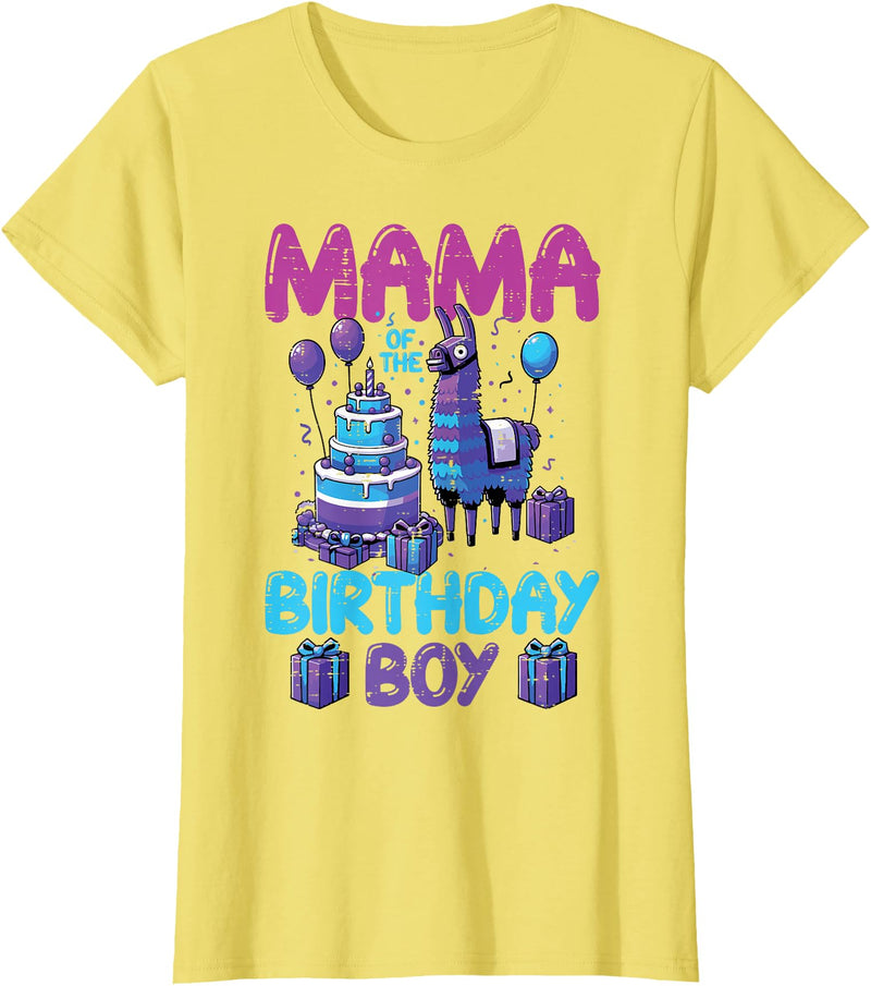 Birthday Party Shirts For Men Women Kids Mama of Birthday Boy Llama Pinata Party Family Match Women T-Shirt - Lemon Yellow