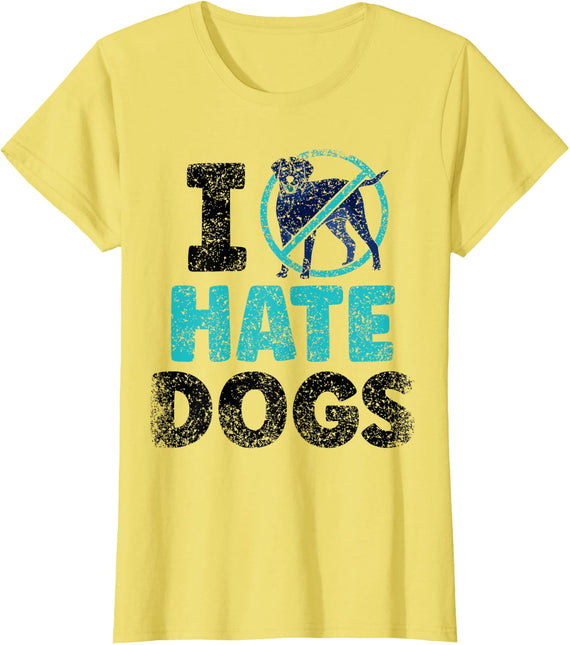 I Hate Dogs Animal Lover Cat Pet Cats T-Shirt for Men Women - Lemon Yellow