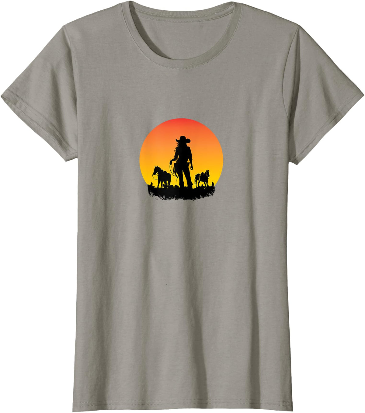 Horses Cowgirl T-Shirt - Slate Grey