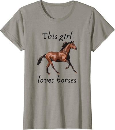 Girls women horse lover love to ride gallop trot T This girl loves horses beautiful horse Tee T-Shirt