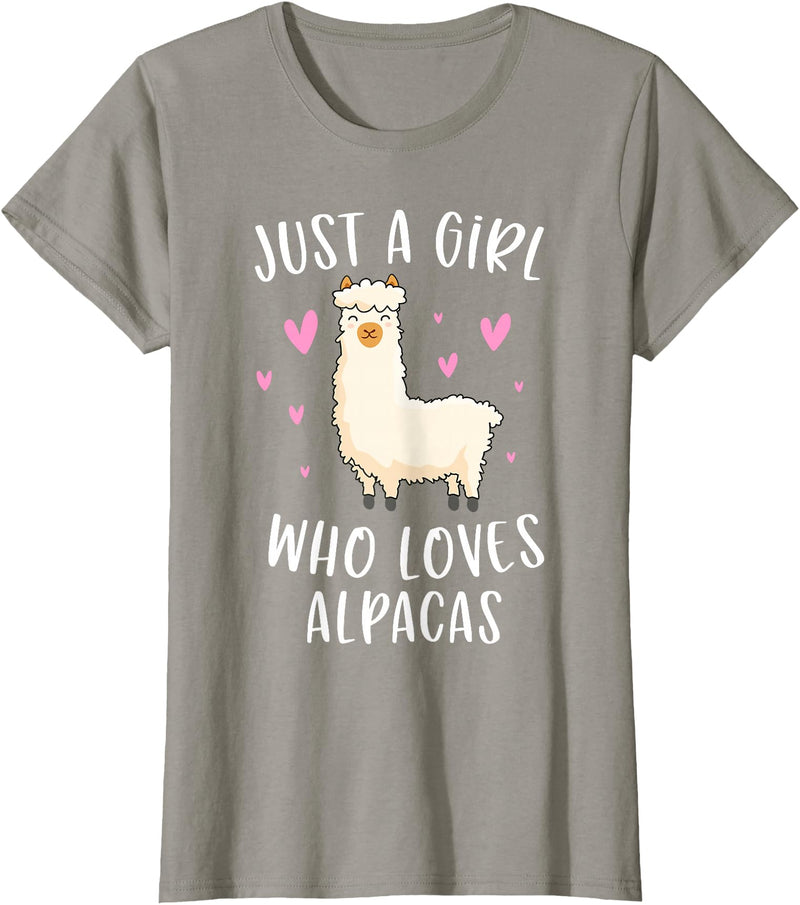 Cute Alpaca Llama Lover Clothing Gifts For Women Just A Girl Who Loves Alpacas Funny Alpaca Gifts for Girls T-Shirt - Slate Grey