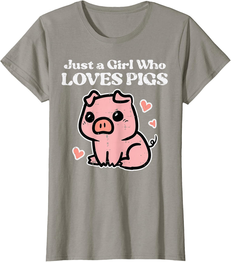 Pig Lover Shirts For Men Women Kids Just A Girl Who Loves Pigs Cute Hog Swine Toddler Girls Kids T-Shirt - Slate Grey