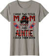 TeeaxArt Mothers Day Buffalo apparel I Have Two Titles Mom And Auntie Red Buffalo Mothers Day T-Shirt - Slate Grey