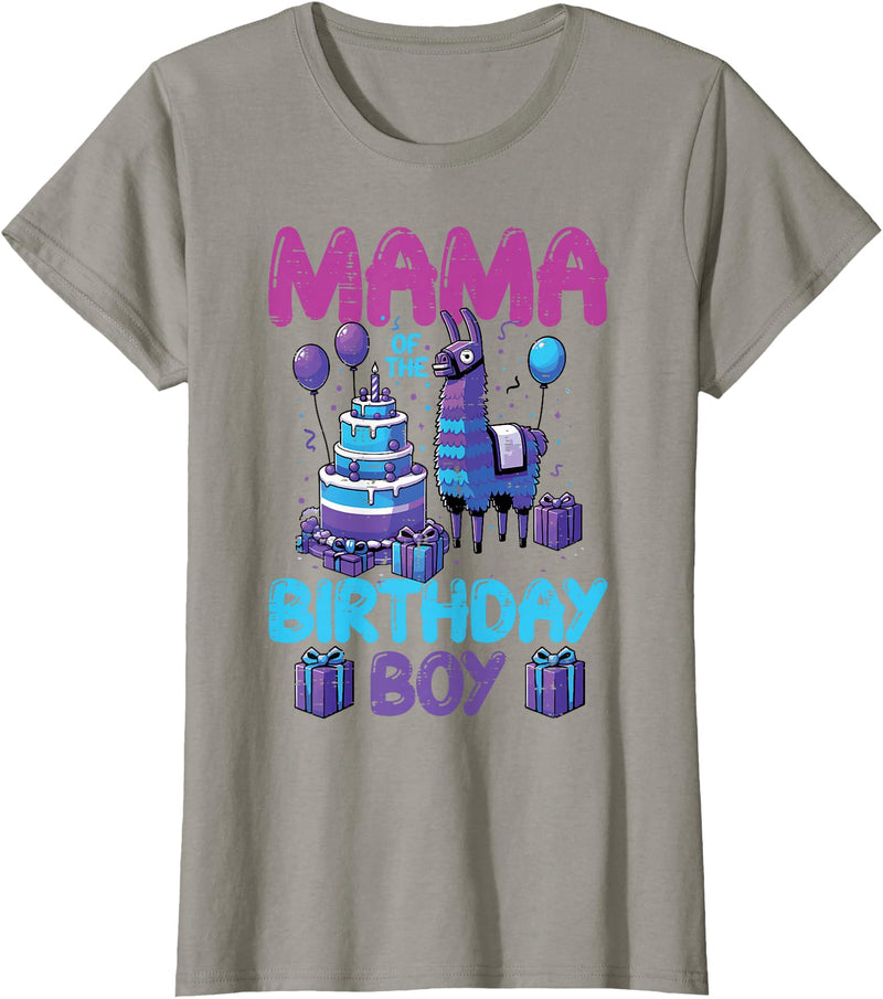 Birthday Party Shirts For Men Women Kids Mama of Birthday Boy Llama Pinata Party Family Match Women T-Shirt - Slate Grey