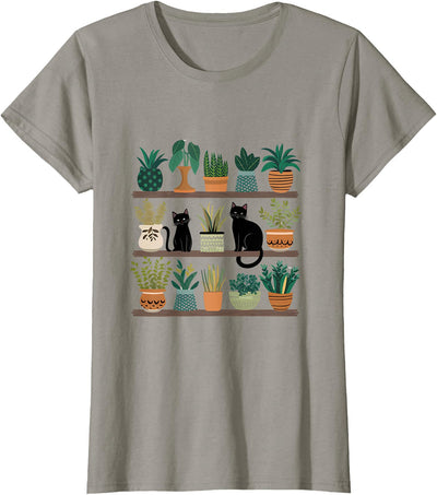 Plants and Cats lovers Designs Cats and Plants Design Gardener Plant lover T-Shirt