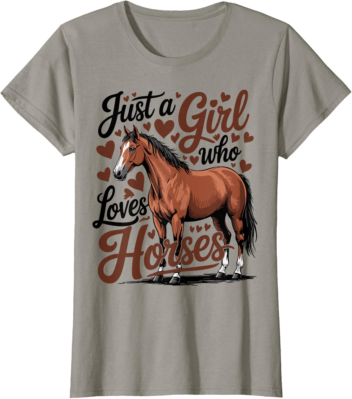 Funny Horse lover Horse Riding Just a Girl Who Loves Horses T-Shirt - Slate Grey