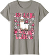 KATYLIN Just A Girl Who Loves Llamas Llama Lover Girls Kids T-Shirt - Slate Grey