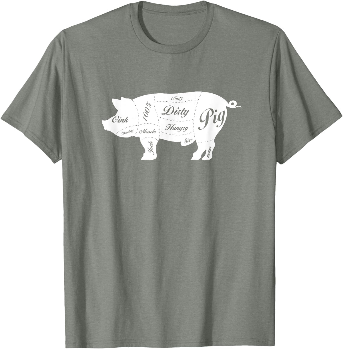 LGBTQIA+ Power Design Nasty Hungry Dirty Pig Design - Fun Gay Pig Pride - LGBTQIA+ T-Shirt - Olive Heather
