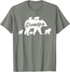 Matching Bear Family Apparel Vintage Grandpa Bear with 5 Cub Father's Day T-Shirt - Olive Heather
