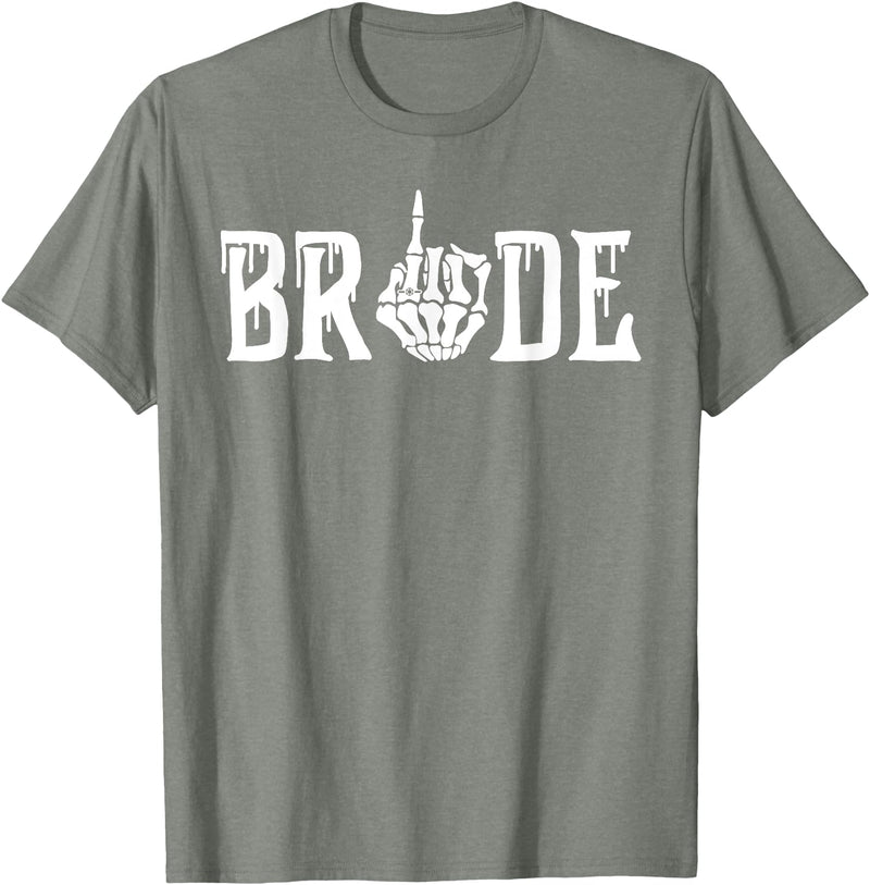 Skull Skeleton Halloween Wedding Bachelorette Bride Skeleton Ring Finger Halloween Wedding Bachelorette T-Shirt - Olive