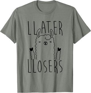Foxy AF Later Losers Llama T-Shirt T-Shirt - Olive Heather