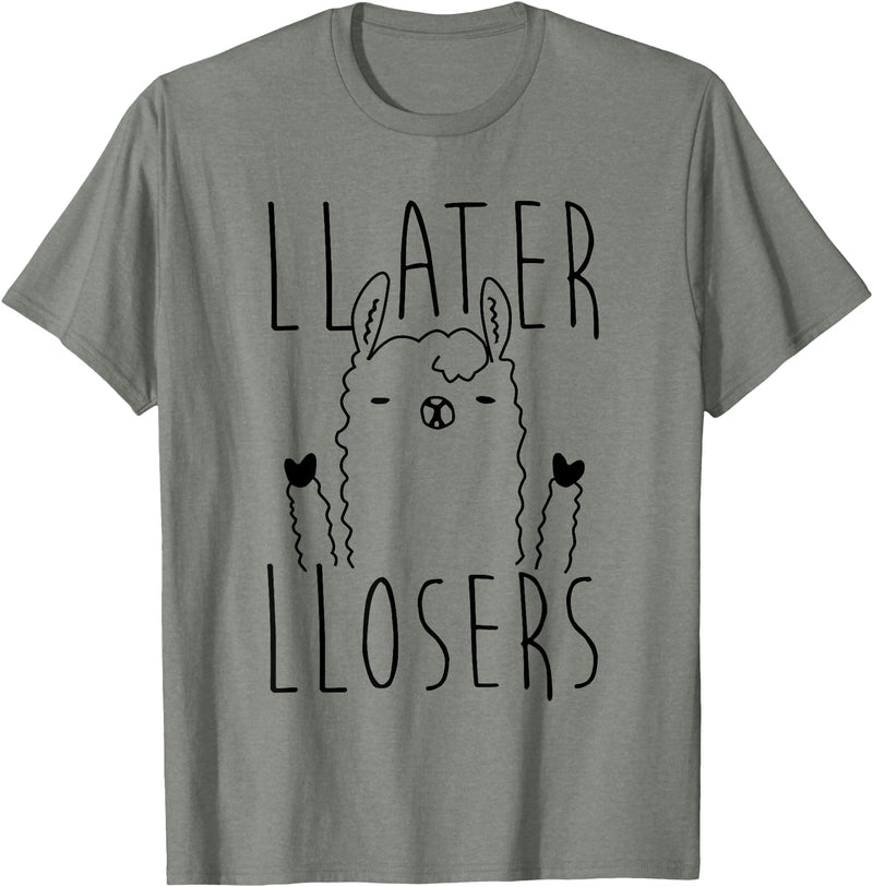 Foxy AF Later Losers Llama T-Shirt T-Shirt - Olive Heather