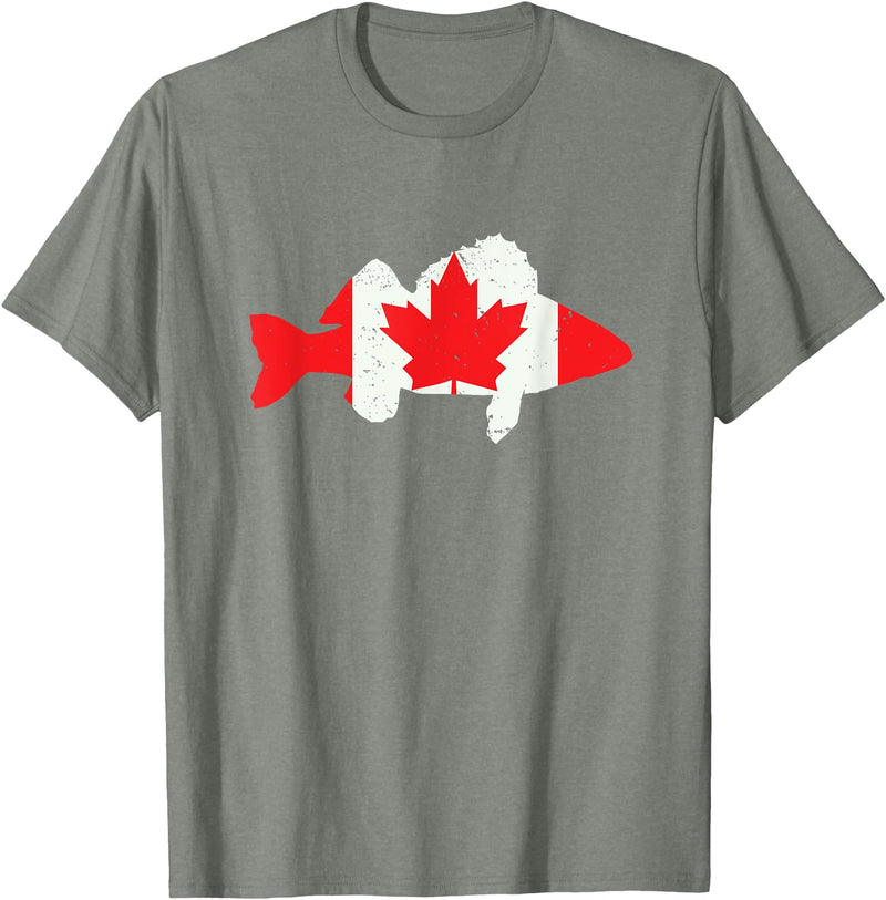Fishermen Gifts | Mens Fisherman Apparel Canada Flag Walleye Fishing Mens Walleye Fish Cool Gifts T-Shirt - Olive Heather