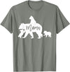 Artsy Mommy Bear Silhouette Nature Family Gifts Mama Bear 3 Baby Bear Cubs Following Riding on Back T-Shirt T-Shirt - Olive Heather