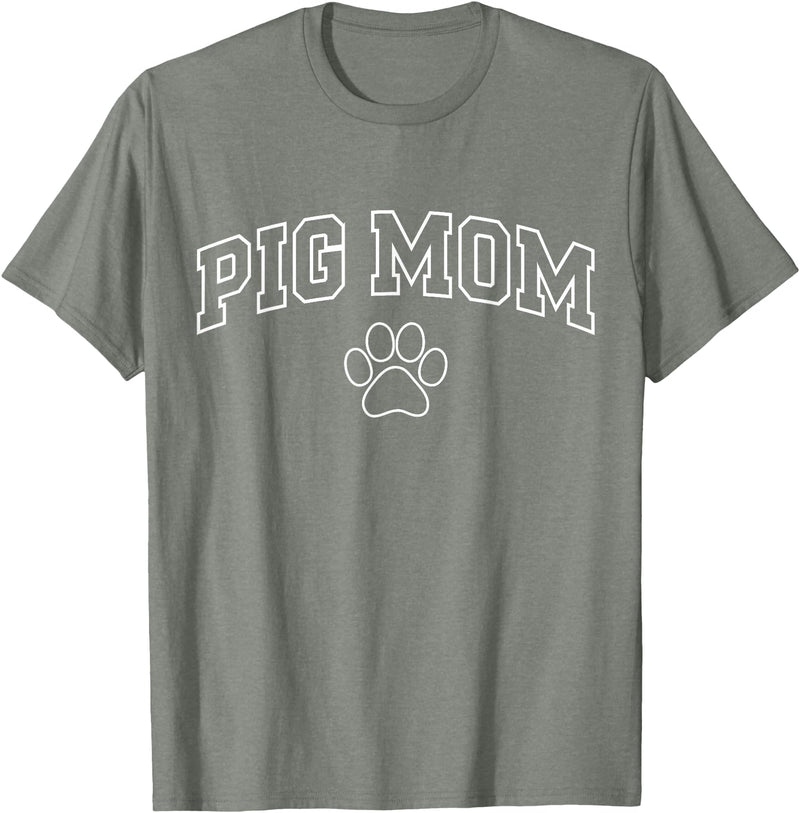 Pig Mom Typography Design Pig Mom Funny Athletic Lettering Pet Owner Mama T-Shirt - Olive Heather