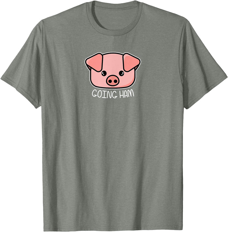 Funny Video Game Clothing Gifts for Gamers Going Ham - Funny Gamer and BBQ Chef Pig Gift T-Shirt - Olive Heather
