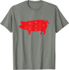 Carnivore Grilling Gifts For Butchers Pig Cuts Pork Chops Bacon Butt Butcher Costume Pigs Diagram T-Shirt - Olive Heather