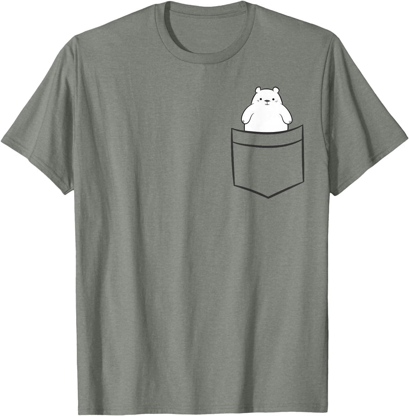 Arctic Polar Bear Gifts And Tees Polar Bear In a Pocket Cute Pocket Polar Bear T-Shirt - Olive Heather