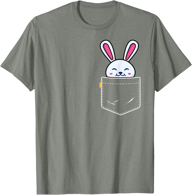Bunny in Pocket Rabbit Lover Gifts for Women Men Kids T-Shirt in Olive Heather