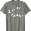 Marron Bear Birds In Flight, V Pattern Flock Of Geese T-Shirt - Olive Heather