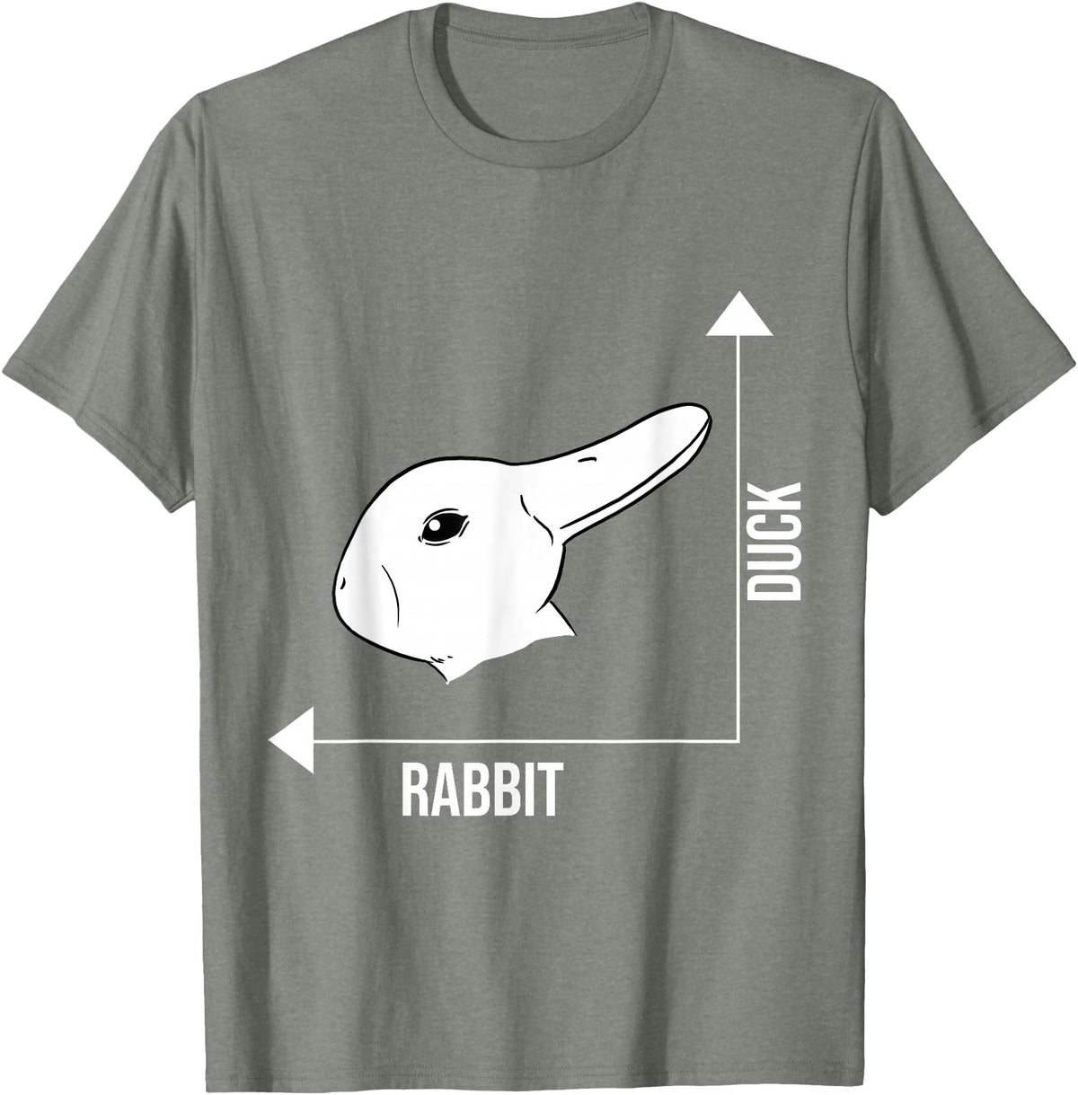Rabbit Duck Illusion Philosopher T-Shirt in Olive Heather