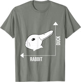 Rabbit Duck Illusion Philosopher T-Shirt in Olive Heather