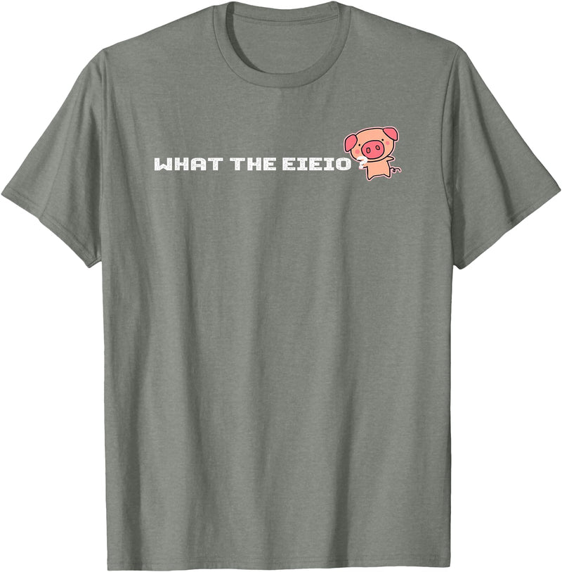 Crazy Fun Designs - Animals What The EIEIO - Farm Pig - T-Shirt T-Shirt - Olive Heather