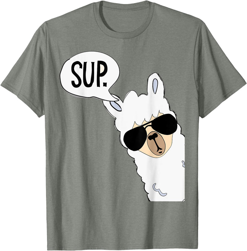 Funny Alpaca Gifts Accessories Alpaca Llama Sup T-Shirt - Olive Heather